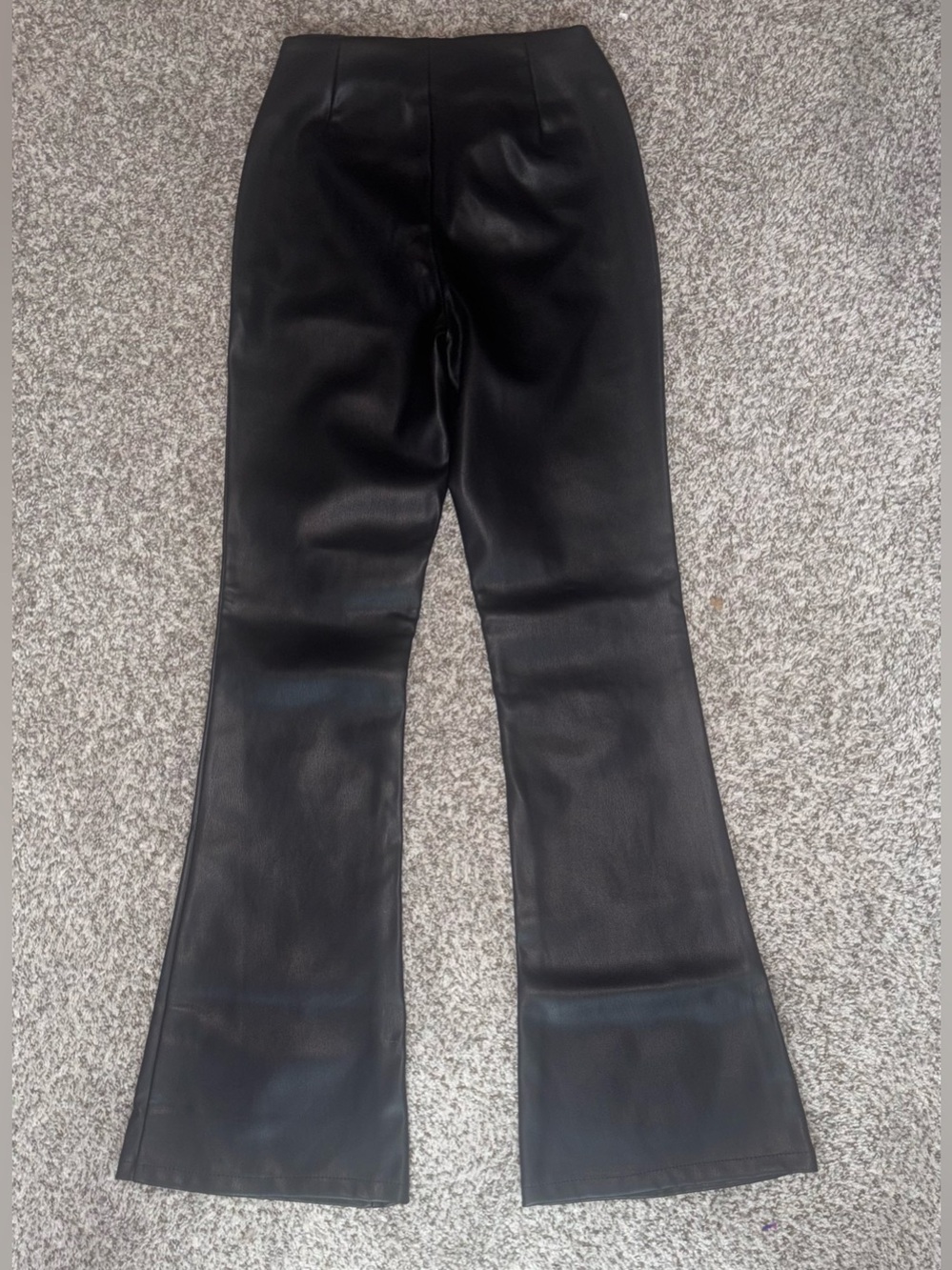 ASOS DESIGN Black Faux Leather Flare Pants Petite US 2 | Y2K Vegan Leather - Picture 4 of 4
